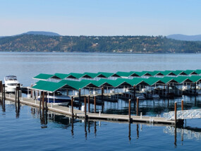 Boat docks on Lake Coeur d'Alene.