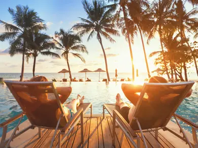 Couple relaxing at a resort