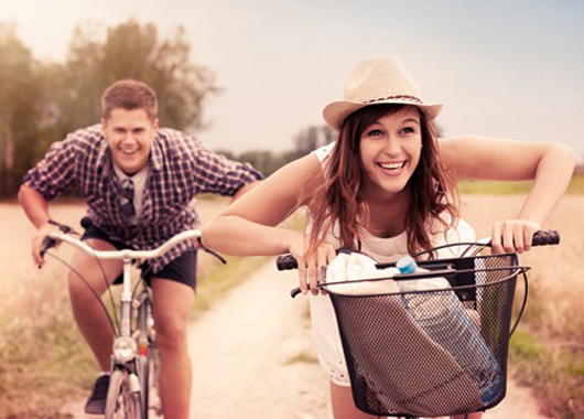 Couple Riding Bikes