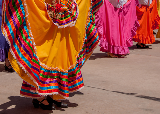 colorful skirts in mexican folk dancing