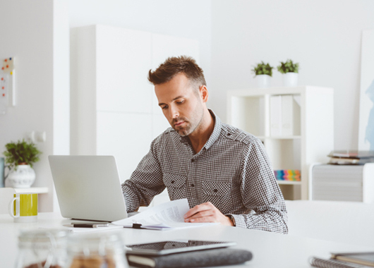 Man working on laptop