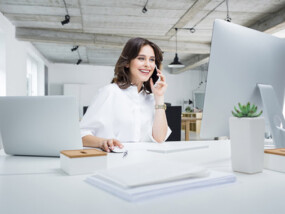 Corporate woman on the phone.