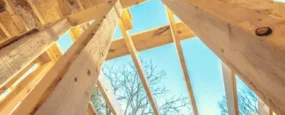 Wood frame of a house being built