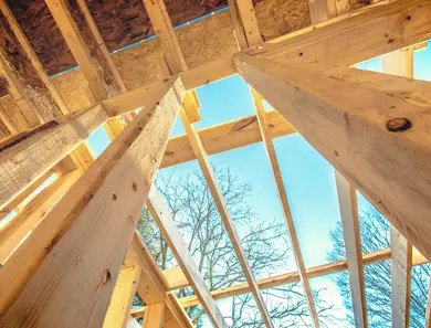 Wood frame of a house being built