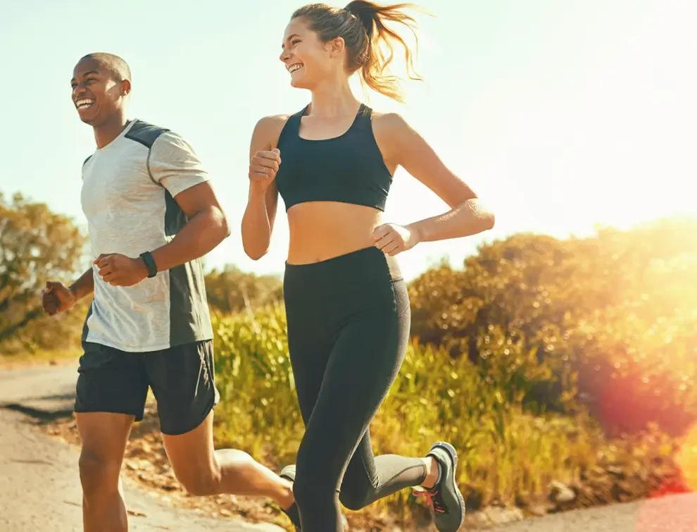 Friends jogging together