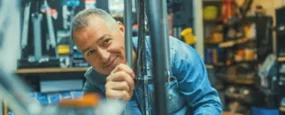 Man working on a bicycle