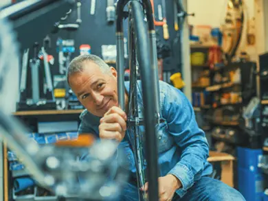 Man working on a bicycle