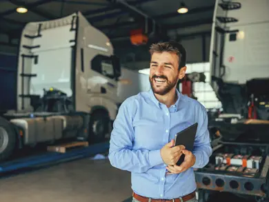 Man smiling at work