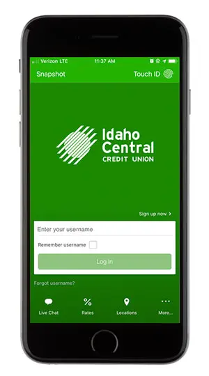 mobile device showing the ICCU app