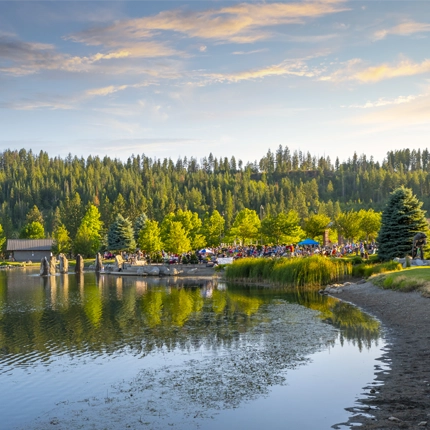 Outside concert by a lake