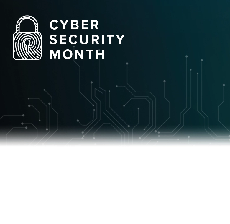 Illustration for Cyber Security Month featuring a lock icon.