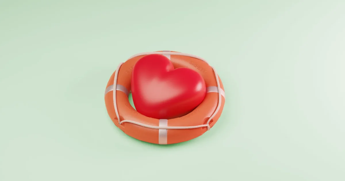 A heart in a liferaft.